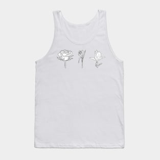 black rose flower line art Tank Top